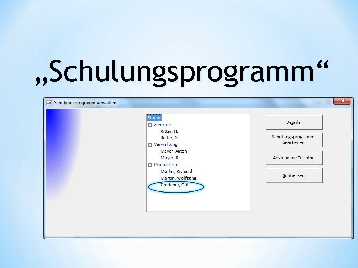 „Schulungsprogramm“ 