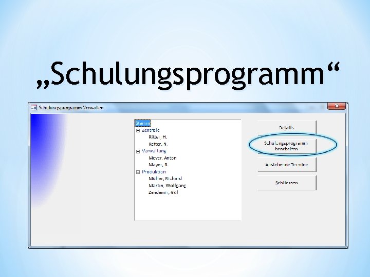 „Schulungsprogramm“ 