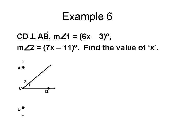 Example 6 CD AB, m 1 = (6 x – 3) , m 2