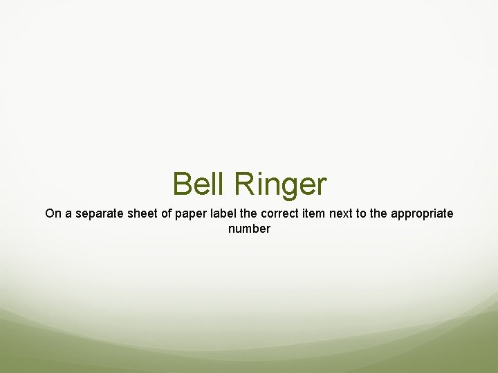 Bell Ringer On a separate sheet of paper label the correct item next to