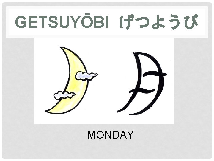 GETSUYŌBI げつようび MONDAY 