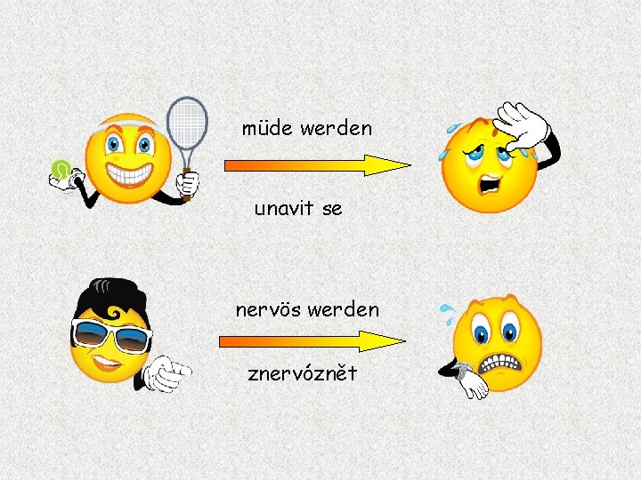 müde werden unavit se nervös werden znervóznět 