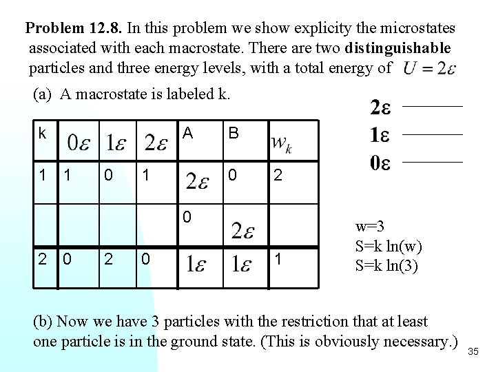 Problem 12. 8. In this problem we show explicity the microstates associated with each