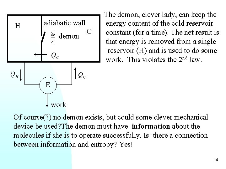 H adiabatic wall demon C The demon, clever lady, can keep the energy content