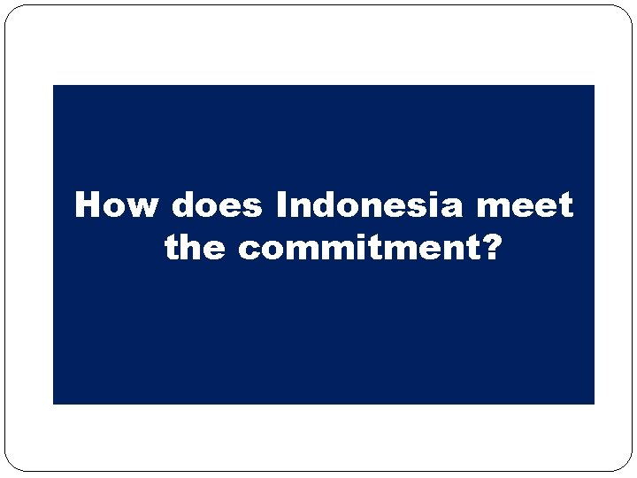 How does Indonesia meet the commitment? 