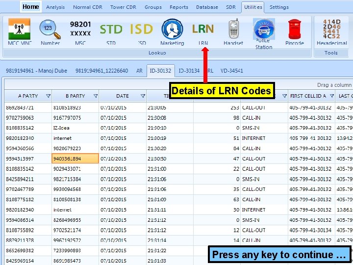 Home Details of LRN Codes Press any key to continue … 
