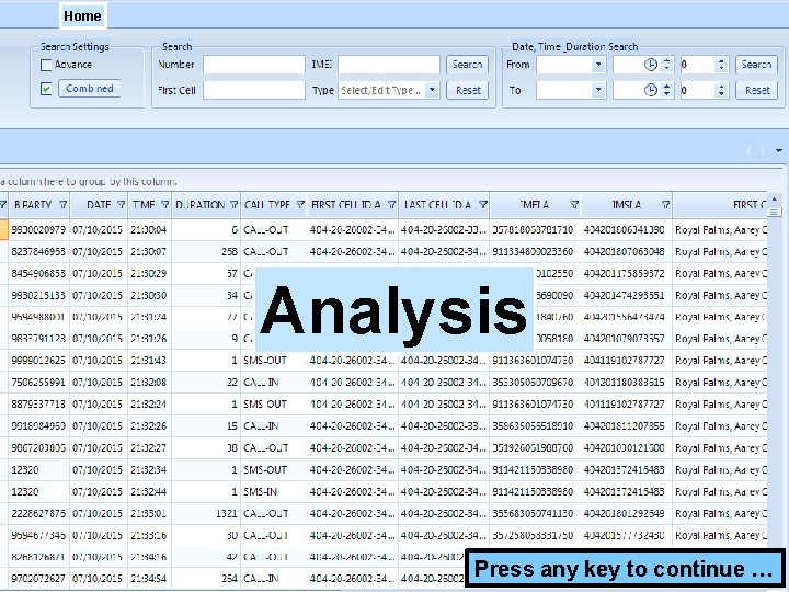 Home Analysis Press any key to continue … 