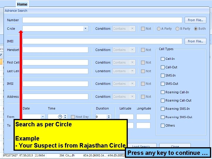 Home Click here, for Advance Search as per Circle Example - Your Suspect is