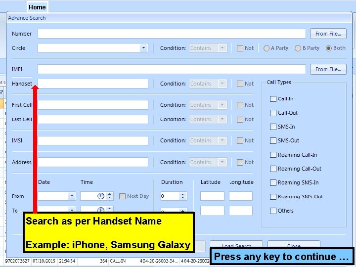 Home Click here, for Advance Search as per Handset Name Example: i. Phone, Samsung
