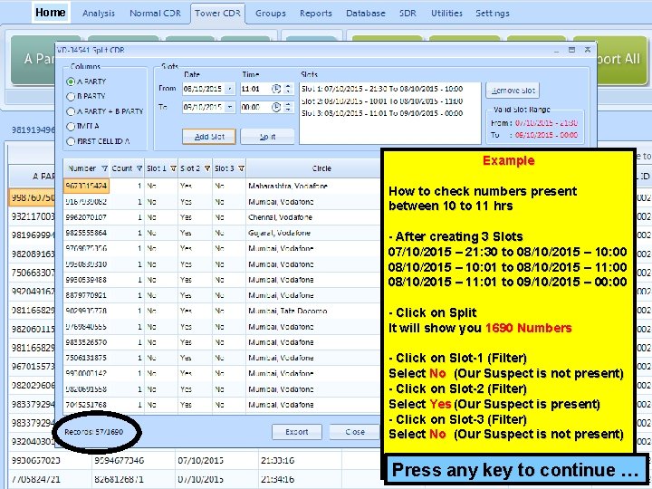 Home Example How to check numbers present between 10 to 11 hrs - After