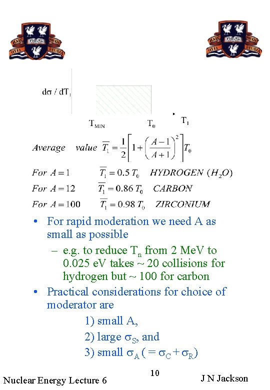  • For rapid moderation we need A as small as possible – e.