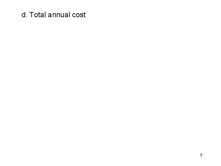 d. Total annual cost 9 