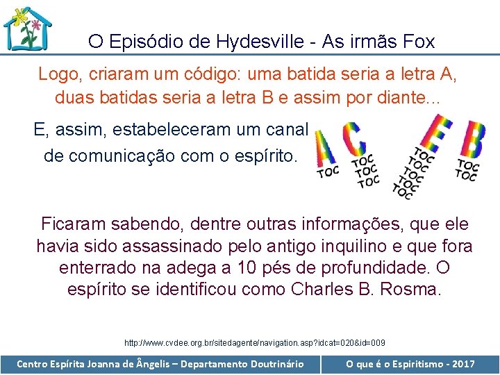 O Episódio de Hydesville - As irmãs Fox Logo, criaram um código: uma batida