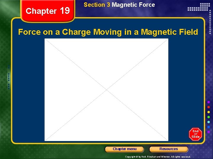 Chapter 19 Section 3 Magnetic Force on a Charge Moving in a Magnetic Field