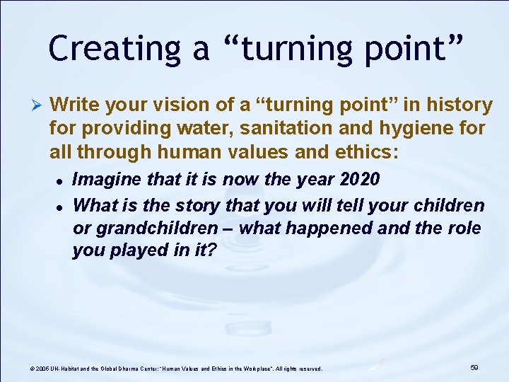 Creating a “turning point” Ø Write your vision of a “turning point” in history Creating a “turning point” Ø Write your vision of a “turning point” in history