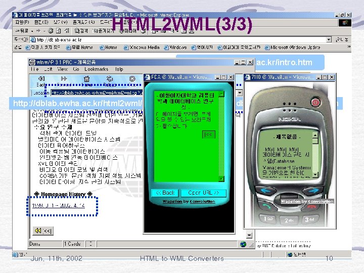 HTML 2 WML(3/3) http: //dblab. ewha. ac. kr/intro. htm http: //dblab. ewha. ac. kr/html