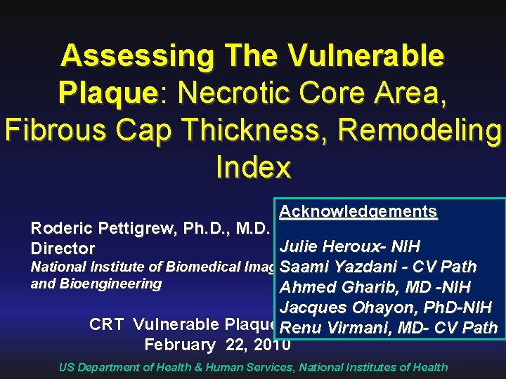 Assessing The Vulnerable Plaque: Plaque Necrotic Core Area, Fibrous Cap Thickness, Remodeling Index Acknowledgements