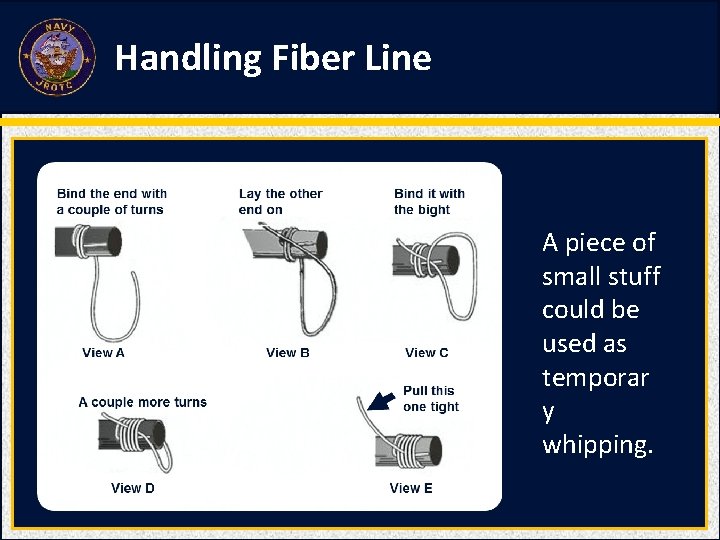 Handling Fiber Line A piece of small stuff could be used as temporar y Handling Fiber Line A piece of small stuff could be used as temporar y