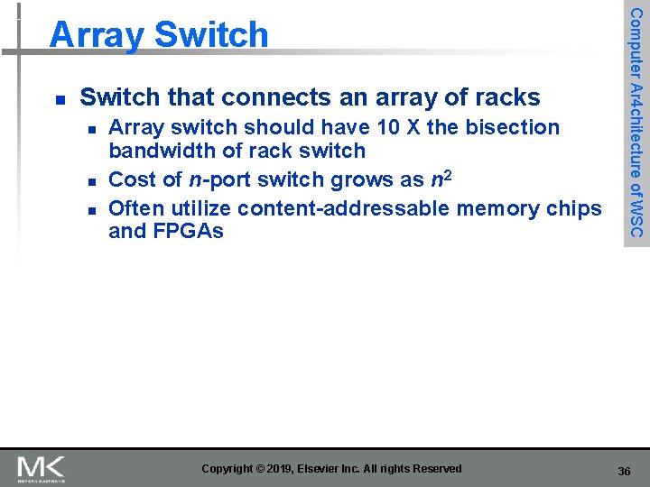 n Switch that connects an array of racks n n n Array switch should