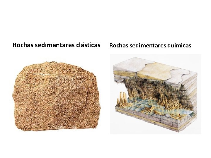 Rochas sedimentares clásticas Rochas sedimentares quimicas 