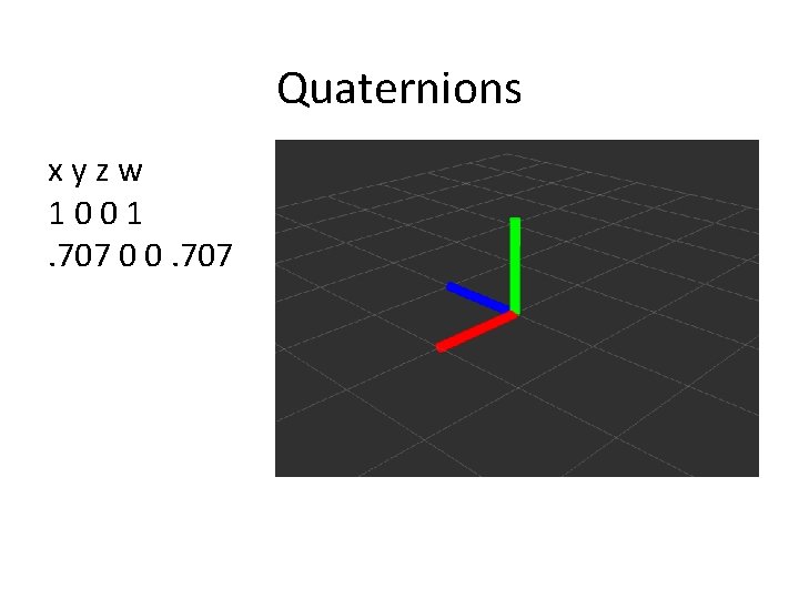 Quaternions xyzw 1001. 707 0 0. 707 Quaternions xyzw 1001. 707 0 0. 707