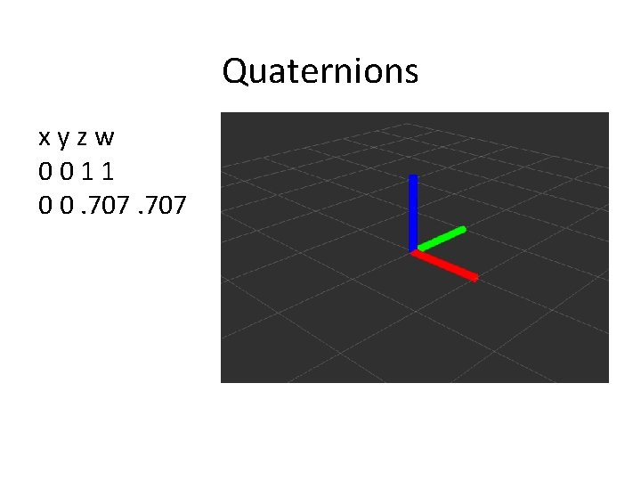 Quaternions xyzw 0011 0 0. 707 Quaternions xyzw 0011 0 0. 707