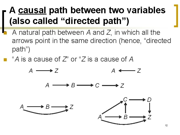 A causal path between two variables (also called “directed path”) n n A natural