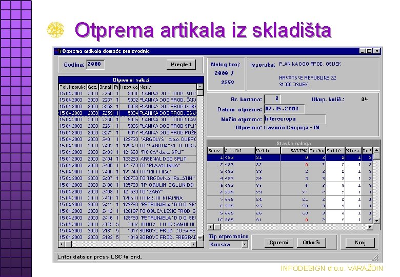 Otprema artikala iz skladišta INFODESIGN d. o. o. VARAŽDIN 