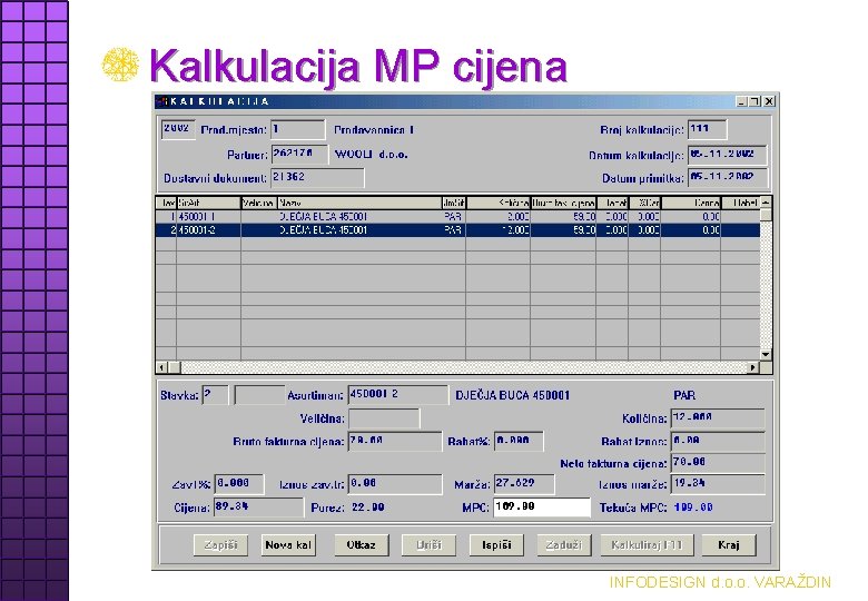 Kalkulacija MP cijena INFODESIGN d. o. o. VARAŽDIN 