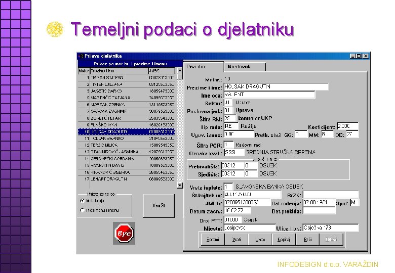 Temeljni podaci o djelatniku INFODESIGN d. o. o. VARAŽDIN 