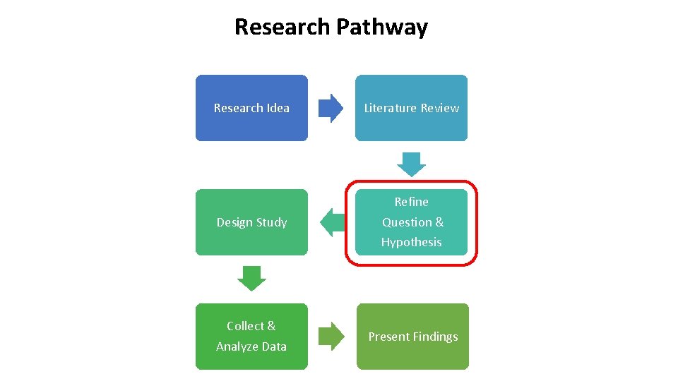 Research Pathway Research Idea Literature Review Design Study Refine Question & Hypothesis Collect &