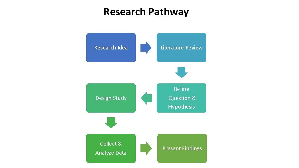 Research Pathway Research Idea Literature Review Design Study Refine Question & Hypothesis Collect &