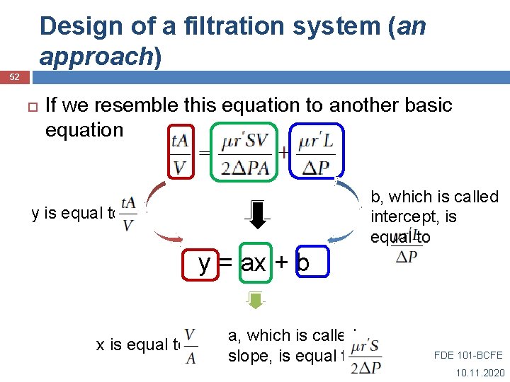 Design of a filtration system (an approach) 52 If we resemble this equation to