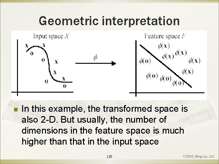 Geometric interpretation n In this example, the transformed space is also 2 -D. But
