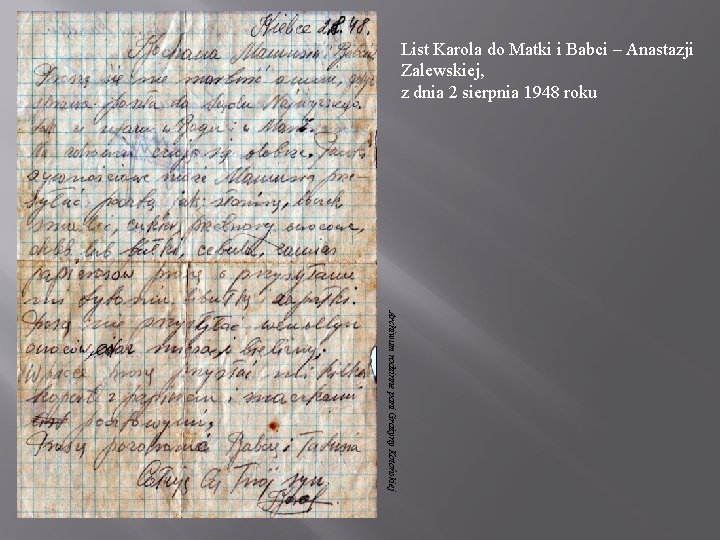 List Karola do Matki i Babci – Anastazji Zalewskiej, z dnia 2 sierpnia 1948