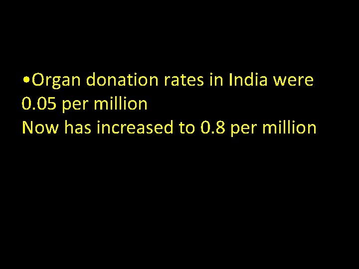  • Organ donation rates in India were 0. 05 per million Now has