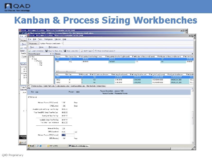 Kanban & Process Sizing Workbenches QAD Proprietary 