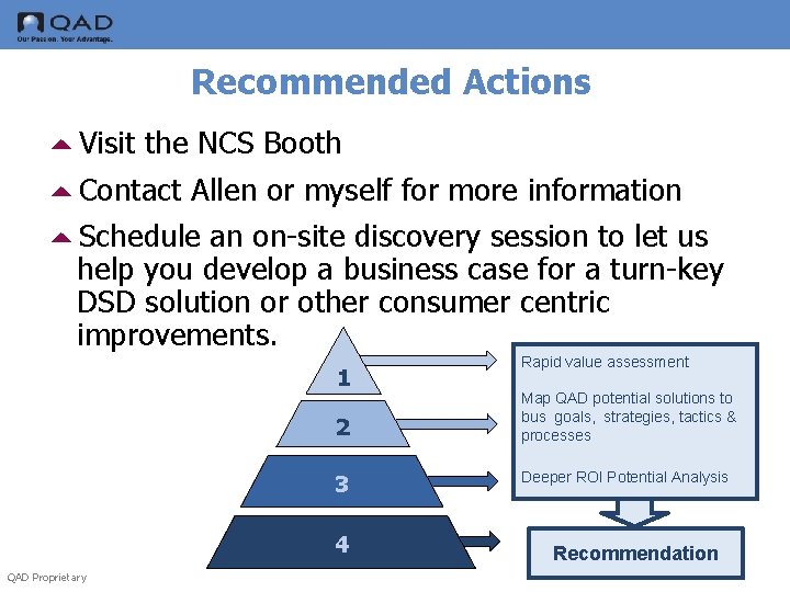 Recommended Actions 5 Visit the NCS Booth 5 Contact Allen or myself for more