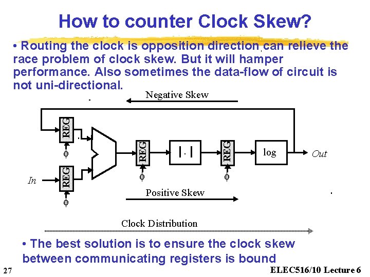 How to counter Clock Skew? • Routing the clock is opposition direction can relieve