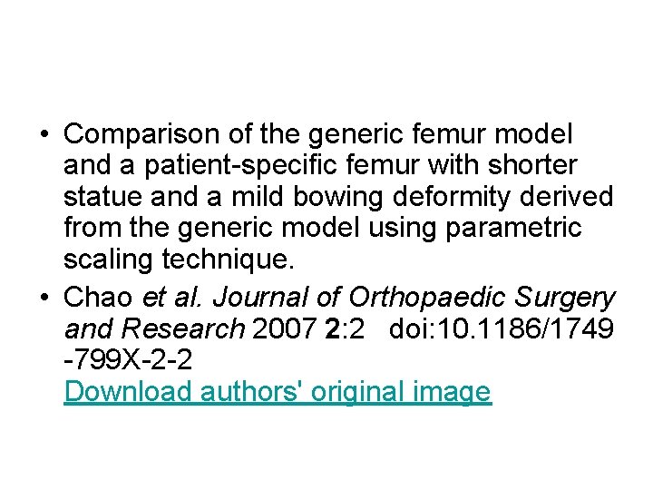 • Comparison of the generic femur model and a patient specific femur with