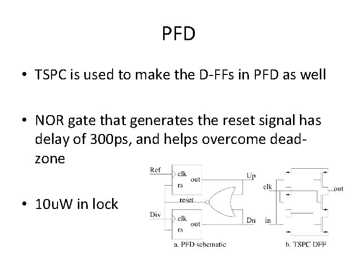 PFD • TSPC is used to make the D-FFs in PFD as well •