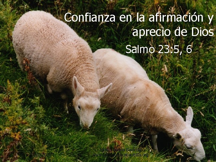 Confianza en la afirmación y aprecio de Dios Salmo 23: 5, 6 11/10/2020 Iglesia