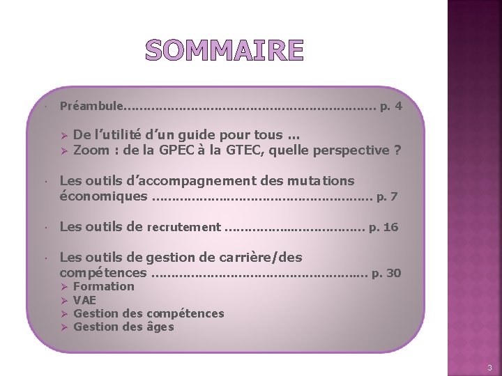 SOMMAIRE Préambule…………………………. … p. 4 Ø Ø De l’utilité d’un guide pour tous …