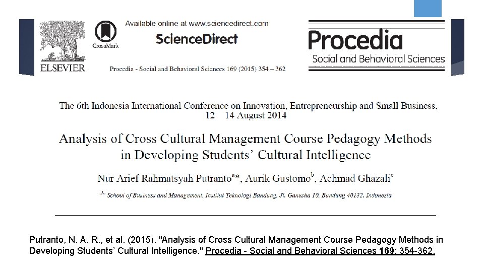 Cultural intelligence (CQ) Treatments to improve CQ: Lecturing Reading Sharing Field (least effective) literature