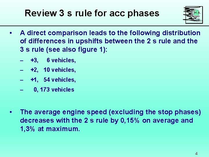 Review 3 s rule for acc phases • • A direct comparison leads to