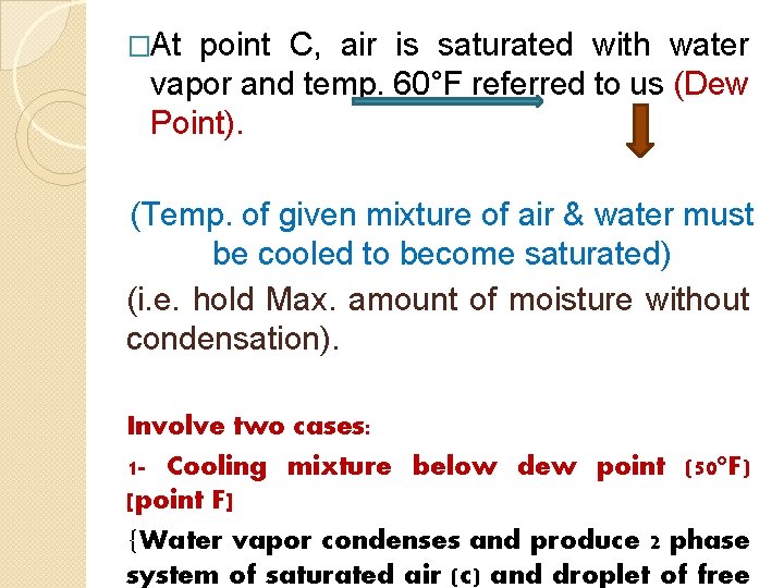 �At point C, air is saturated with water vapor and temp. 60°F referred to