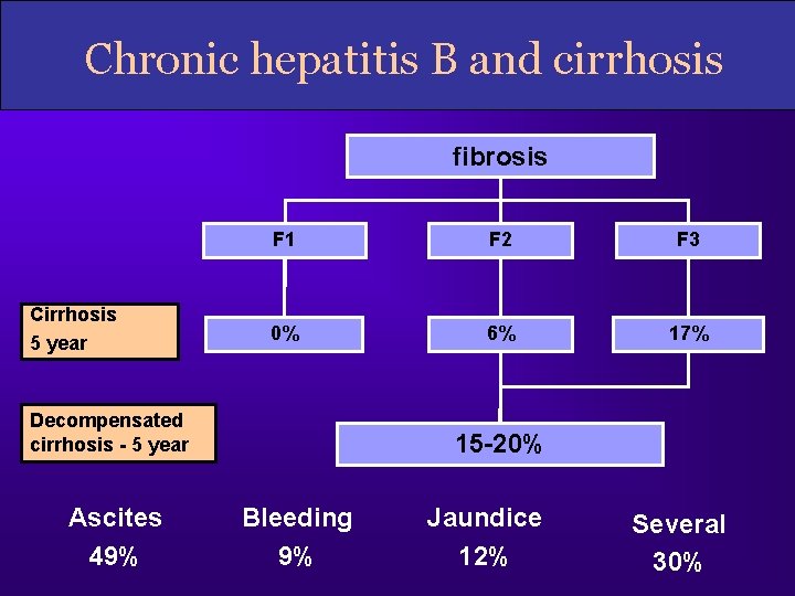 Chronic hepatitis B and cirrhosis fibrosis Cirrhosis 5 year F 1 F 2 F