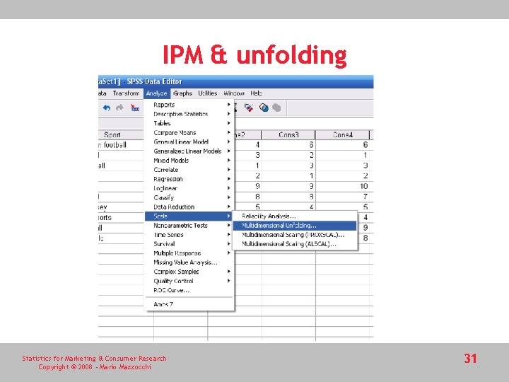 IPM & unfolding Statistics for Marketing & Consumer Research Copyright © 2008 - Mario