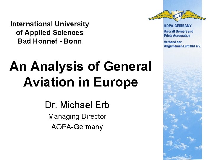 International University of Applied Sciences Bad Honnef - Bonn An Analysis of General Aviation