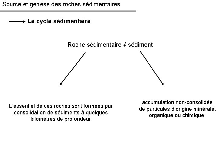 Source et genèse des roches sédimentaires Le cycle sédimentaire Roche sédimentaire ≠ sédiment L’essentiel